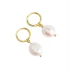YAOQIANSHU Splendid Pearls Hoop Earrings with Quality White Baroque Freshwater Cultured Pearls 8-12mm for Women (Silver) -Urban Originals™ Shop Belk 1000