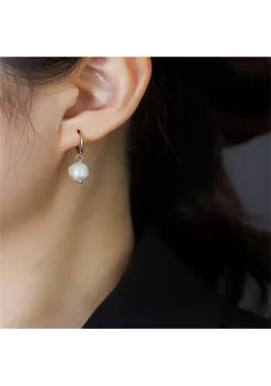 YAOQIANSHU Splendid Pearls Hoop Earrings with Quality White Baroque Freshwater Cultured Pearls 8-12mm for Women (Silver) -Urban Originals™ Shop Belk 1002