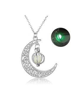 YAOQIANSHU Glow In The Dark Hollow Stone Pendant Crescent Moon Glow Necklace (Light Green) -Urban Originals™ Shop Belk 1021