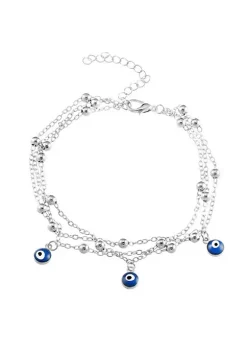 YAOQIANSHU Women's Sterling Silver Anklet, Dainty Adjustable Anklets (Silver - Length 7.87 in+1.96 in)