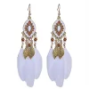 YAOQIANSHU Women Faux Feather Earrings Bohemian Fringe Tassel Long Drop Dangle Earrings Set with Dream Catcher Design (White) -Urban Originals™ Shop Belk 1063
