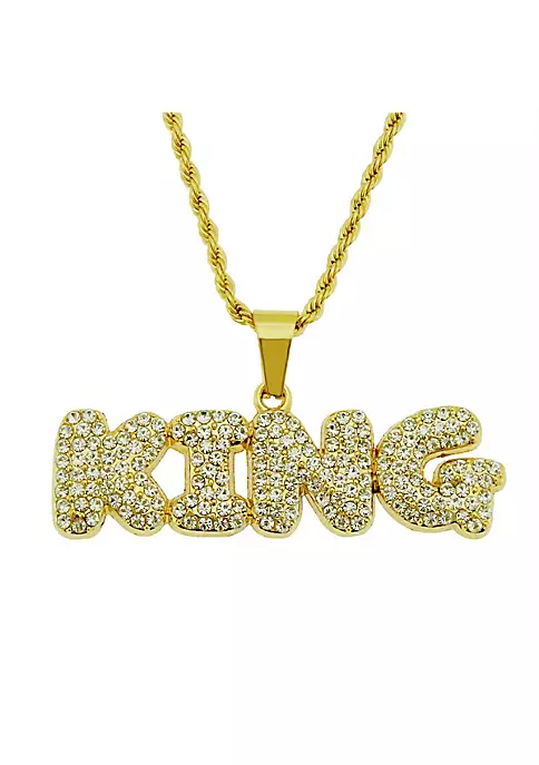 YAOQIANSHU Hip Hop Men's Diamond Alphabet King Pendant Necklace Rock Iced Out Shiny Necklace for Men and Women (Golden) 3 YAOQIANSHU Hip Hop Men's Diamond Alphabet King Pendant Necklace Rock Iced Out Shiny Necklace for Men and Women (Golden)