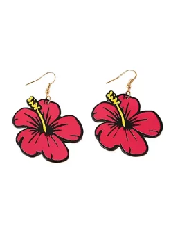 YAOQIANSHU Exaggerated Flower Earrings for Women Girls, Flower Shaped Earrings with Yellow Bud (Red)
