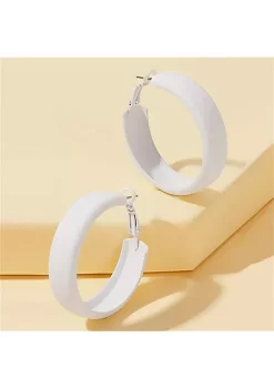 YAOQIANSHU Matte Geometric Round Circle Hoop Earring for Women Girl Teen Retro Fluorescent Color Statement Earring Wedding Holiday Christmas Party Holiday Jewelry (White) -Urban Originals™ Shop Belk 1088