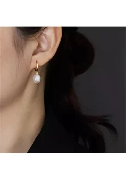 YAOQIANSHU Splendid Pearls Hoop Earrings with Quality White Baroque Freshwater Cultured Pearls 8-12mm for Women (Gold) -Urban Originals™ Shop Belk 1096