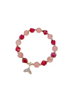 YAOQIANSHU Strawberry Crystal Fishtail Bracelet Female Elastic Exquisite Bracelet