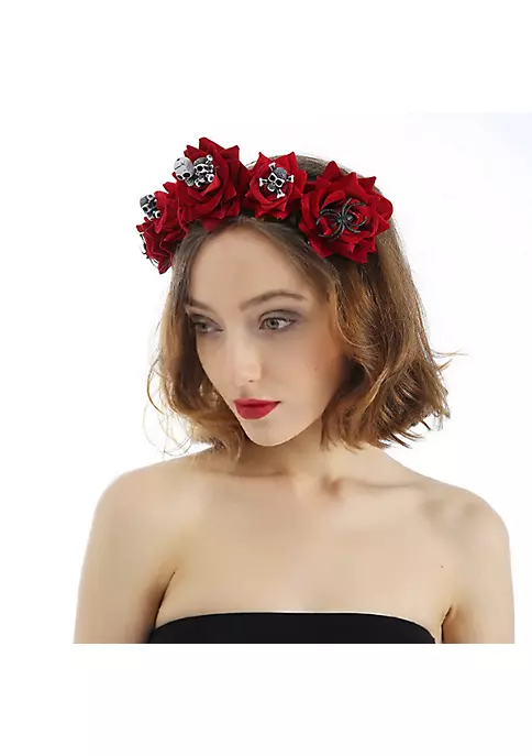 YAOQIANSHU Rose Flower Headbands Fashion for Women Girls (Red) 3 YAOQIANSHU Rose Flower Headbands Fashion for Women Girls (Red) - Image 2