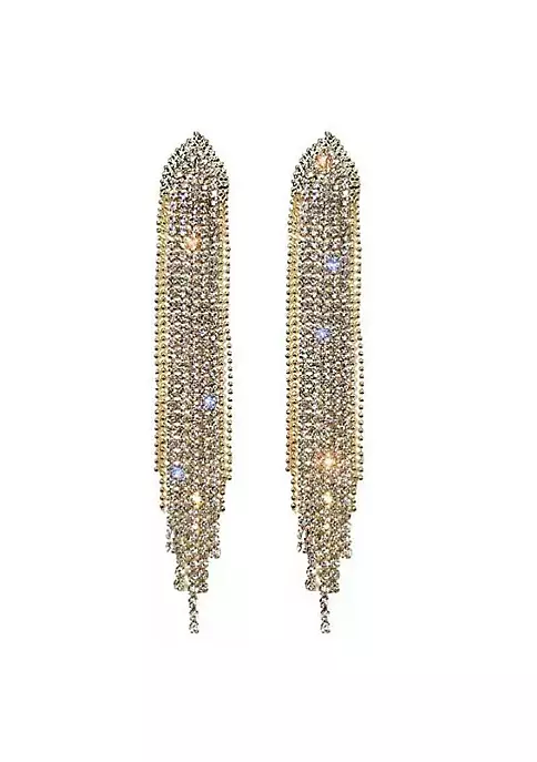 YAOQIANSHU Boho Long Tassel Dangle Chain Crystal Drop Earrings for Woman Girls (Gold) 6 YAOQIANSHU Boho Long Tassel Dangle Chain Crystal Drop Earrings for Woman Girls (Gold) - Image 5