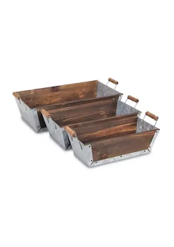 Cheung's Home Indoor Decorative Wood and Metal Tapered Crates with Side Handles, Set of 3 -Urban Originals™ Shop Belk 119
