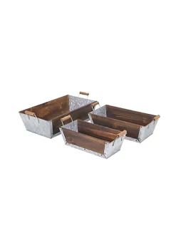 Cheung's Home Indoor Decorative Wood and Metal Tapered Crates with Side Handles, Set of 3 -Urban Originals™ Shop Belk 121