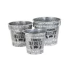 Cheung's Home Indoor Decorative Rustic Galvanized Metal "Farmers Market" Buckets, Set of 3