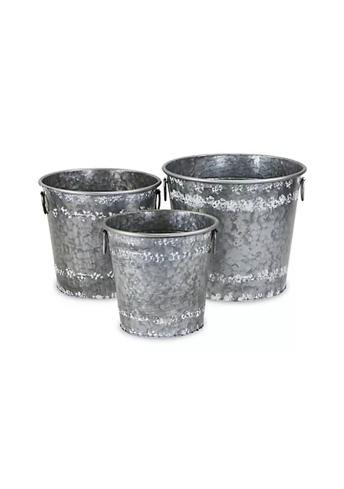 Cheung's Home Indoor Decorative Rustic Galvanized Metal "Farmers Market" Buckets, Set of 3 4 Cheung's Home Indoor Decorative Rustic Galvanized Metal "Farmers Market" Buckets, Set of 3 - Image 2
