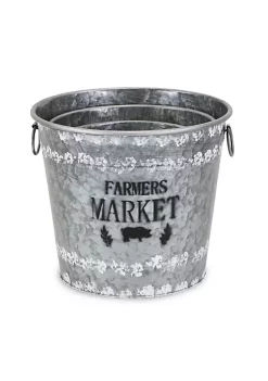 Cheung's Home Indoor Decorative Rustic Galvanized Metal "Farmers Market" Buckets, Set of 3 12 Cheung's Home Indoor Decorative Rustic Galvanized Metal "Farmers Market" Buckets, Set of 3 -Urban Originals™ Shop Belk 126