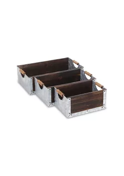 Cheung's Home Indoor Decorative Wood and Metal Crates with Side Handles, Set of 3 -Urban Originals™ Shop Belk 134