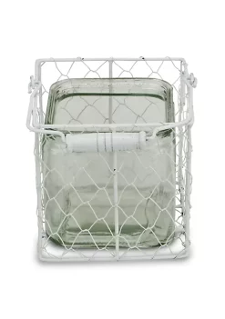 Cheung's Home Indoor Decorative Square Glass Jar in Wire Basket - Large, White -Urban Originals™ Shop Belk 148
