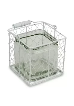 Cheung's Home Indoor Decorative Square Glass Jar in Wire Basket - Large, White -Urban Originals™ Shop Belk 149