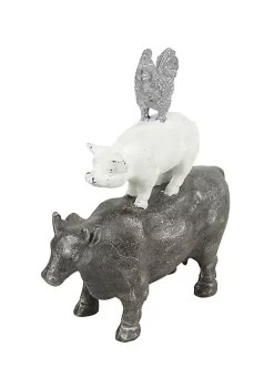 Cheung's Cast Iron Hand Crafted Design Cow,Pig and Chicken Table Decor