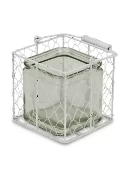 Cheung's Home Indoor Decorative Square Glass Jar in Wire Basket - Large, White -Urban Originals™ Shop Belk 150