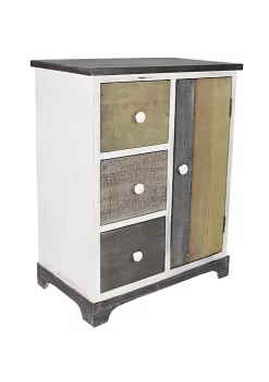 Cheung's Medium Wooden Nightstand with 3 Side Drawers and 1 Tall Door Storage Unit