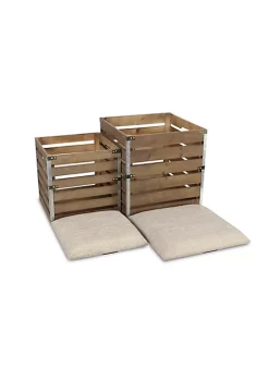 Cheung's Contemporary Square Wood Slat Storage Bench with Metal Accents and Cushioned Lid, Set of 2 -Urban Originals™ Shop Belk 203