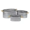 Cheung's Home Indoor Decorative Oval Metal Storage bucket with Rope Handle, Set of 3