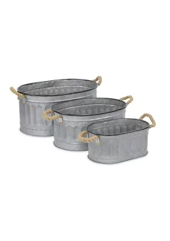 Cheung's Home Indoor Decorative Oval Metal Storage bucket with Rope Handle, Set of 3 -Urban Originals™ Shop Belk 216