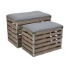 Cheung's Set Of 2 Rectangular Wood Slat Storage Bench With Metal Accents And Cushioned Lid -Urban Originals™ Shop Belk 218