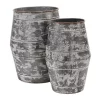 Cheung's Outdoor Themes Set Of 2 Galvanized Barrel Planters