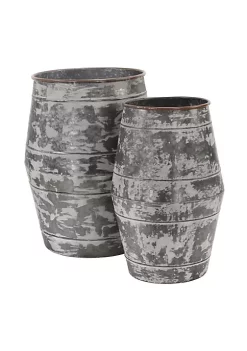 Cheung's Outdoor Themes Set Of 2 Galvanized Barrel Planters -Urban Originals™ Shop Belk 231