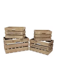 Cheung's Home Indoor Decorative Wooden Market Fresh Crates, Natural brown finish - Set of 4 -Urban Originals™ Shop Belk 234