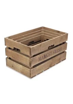 Cheung's Home Indoor Decorative Wooden Market Fresh Crates, Natural brown finish - Set of 4 -Urban Originals™ Shop Belk 235