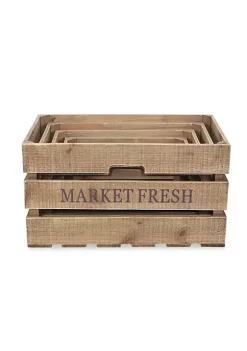 Cheung's Home Indoor Decorative Wooden Market Fresh Crates, Natural brown finish - Set of 4 -Urban Originals™ Shop Belk 236