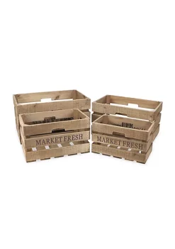 Cheung's Home Indoor Decorative Wooden Market Fresh Crates, Natural brown finish - Set of 4 -Urban Originals™ Shop Belk 237