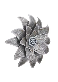 Cheung's Modern Galvanized Metal Wall Flower Decor with Buds - Gray