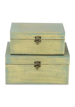 Cheung's Home Decorative Indoor Gift Vintage Storage Trunk Distressed Brushed Gold Treasure Box, Set of 2 -Urban Originals™ Shop Belk 283