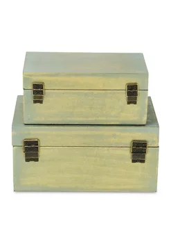 Cheung's Home Decorative Indoor Gift Vintage Storage Trunk Distressed Brushed Gold Treasure Box, Set of 2 -Urban Originals™ Shop Belk 284
