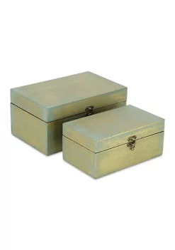 Cheung's Home Decorative Indoor Gift Vintage Storage Trunk Distressed Brushed Gold Treasure Box, Set of 2 -Urban Originals™ Shop Belk 285