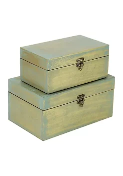 Cheung's Home Decorative Indoor Gift Vintage Storage Trunk Distressed Brushed Gold Treasure Box, Set of 2 -Urban Originals™ Shop Belk 286