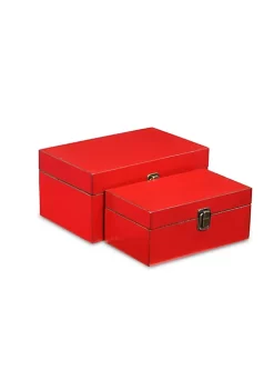 Cheung's Home Indoor Decorative Simple Wooden Treasure Box - Set of 2, Red -Urban Originals™ Shop Belk 290