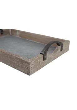 Cheung's Wood Frame Tray with Galvanized Base and Cast Iron Handles - Set of 2 -Urban Originals™ Shop Belk 316