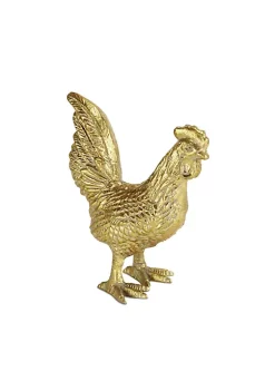 Cheung's Roven Handmade Cast Iron Rooster Animal Figurine Decor - Gold