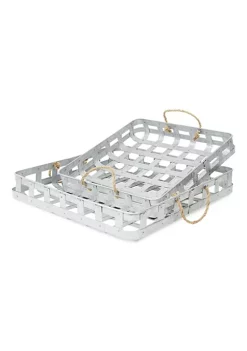 Cheung's Set Of 2 Galvanized Metal Tray With Rope Handles -Urban Originals™ Shop Belk 342