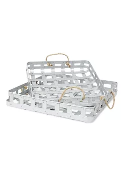 Cheung's Set Of 2 Galvanized Metal Tray With Rope Handles -Urban Originals™ Shop Belk 344