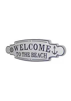 Cheung's White And Blue Lacquered Finish Wall Sign - Welcome To The Beach -Urban Originals™ Shop Belk 349