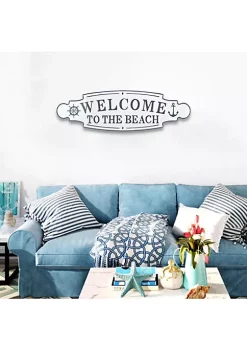 Cheung's White And Blue Lacquered Finish Wall Sign - Welcome To The Beach -Urban Originals™ Shop Belk 350