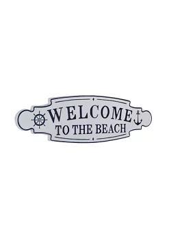 Cheung's White And Blue Lacquered Finish Wall Sign - Welcome To The Beach -Urban Originals™ Shop Belk 351