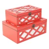 Cheung's Home Decorative Indoor Distressed Wooden Treasure Box with Mirror Under Wood Cutout - Set of 2, Red -Urban Originals™ Shop Belk 386