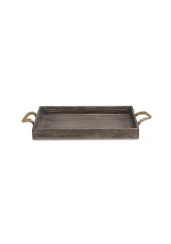 Cheung's Home Indoor Decorative Wooden Tray with Side Rope Handles, Dark Brown -Urban Originals™ Shop Belk 417