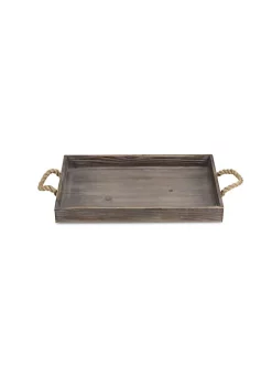Cheung's Home Indoor Decorative Wooden Tray with Side Rope Handles, Dark Brown -Urban Originals™ Shop Belk 418