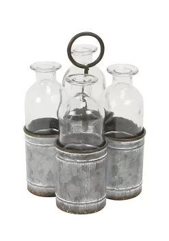 Cheung's 4 Slot Galvanized Metal Jar Holder - Large